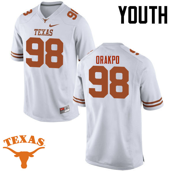 Youth #98 Brian Orakpo Texas Longhorns College Football Jerseys-White